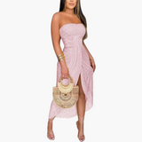 Besticktes Midikleid für Damen – Elegantes Sommerkleid – Rosa