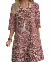 Alma Lose Bedrucktes Kleid – Rot