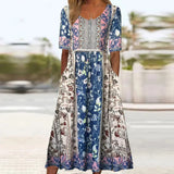 Jenna | Rundhals Boho-Kleid – Multicolor2