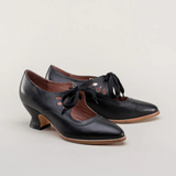 Sheridan - Orthopädische Schnürschuhe für Damen mit Absatz – Schwarz