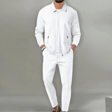 Herren Freizeitanzug – Stilvolles Zweiteiler-Set mit Jacke & Hose – Weiß