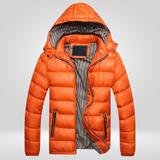 Herren Mantel gepolstert | Kapuzenform mit geschlossener Silhouette – Orange