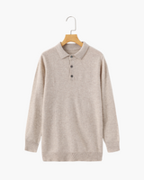 Bennett | Luxuriöser Herren Kaschmirpullover mit Polokragen & Knopfleiste – Beige
