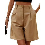 Thea | Elegante Bermuda mit Bundfalten – Braun