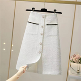 Morgan - A-Linien-Tweedrock für Damen mit hoher Taille – Lang milchig weiß