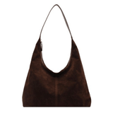 Damenhandtasche aus veganem Wildleder mit Reißverschluss – Kaffee