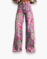 Damen Elegante Stoffhose | Vielseitig und Bequem – Rosa Blume
