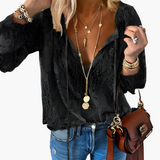 Boho-Bluse mit Schlitz-Ausschnitt für Damen - Luftig & Elegant – Schwarz