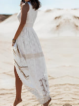Eugenie - Boho-Maxikleid aus Spitze für Damen – Weiß