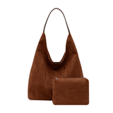 Veganer Leder Strandtasche – Große Sommertasche mit Seilgriffen – Schokolade