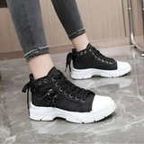 Damen High-Top Sneaker – Jeansblau mit Reißverschluss – Denim Schwarz