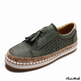 Tassel Loafer: stylische Casual-Slipper mit niedrigem Absatz – Grün