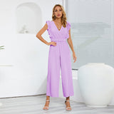 FashionFlow - Plissee-Hose mit weitem Bein Jumpsuit – Lila