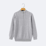 Christian | Eleganter Zopfmuster-Strickpullover mit Halbzip – Grau