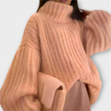 Camille | Kuscheliger Oversized-Strickpullover mit Rollkragen – Rosa