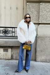 Luxus Kunstpelz Winterjacke – Weiß