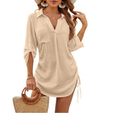 Megan | Luftiges Strand-Hemd mit verstellbarer Taille – Apricot