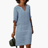 Sommerkleid für Damen - Leicht, mit V-Ausschnitt & Ärmeln – Blau