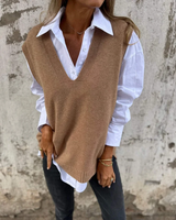 NUSA - Strick-Sweater-Weste – Braun