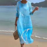 Alina – Fließendes Midi-Kleid – Hellblau
