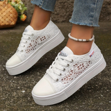 Damen Elegante Spitzensneaker | Atmungsaktiv und Stilvoll – Weiß