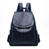 Diebstahlsicherer Lederrucksack – Navy blau