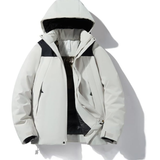 Skijacke mit Kapuze und Taschen | Winterjacke – Weiß