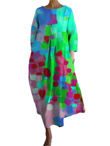 Camryn - Mehrfarbiges Sommerkleid mit V-Ausschnitt – Grün