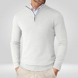 Herren Pullover | Reißverschlusskragen schmale Linienführung – Weiß