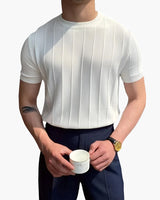 Herren Lässig Gerippt T-Shirt | Atmungsaktiv – Weiß