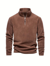 Cordpullover mit halbem reißverschluss – Dunkelbraun