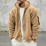 Kapuzenjacken im retro-look mit praktischem reißverschluss für männer – Khaki