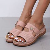 Sofia - Flache Sandalen mit durchbrochenem Muster – Rosa