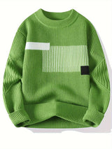 Arlen – Eleganter Langarm Pullover Mit Geometrischem Muster – Grün
