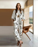 Ernestine – Baumwolle Elastisch Locker Jumpsuite – Weiß