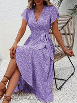 Elara | Fließendes, Bauch-umspielendes Wickelkleid – Lila