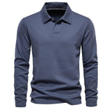 Herren Lässiger Polo | Langarm – Blau
