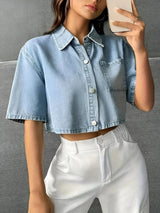 Bailey | Mühelos schickes hellblaues Denim-Shirt – Himmelblau