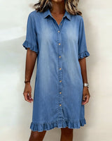 Kirella - Hemdblusenkleid mit Knopfleiste – Blau