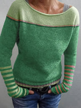 Katharina – Langärmeliger Gestreifter Pullover – Grün