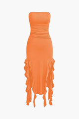 Sofia | Elegantes Bandeau-Maxikleid mit Volant-Details – Zeitlose Raffinesse – Orange