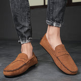 Marcos - Wildleder-Slipper mit sichtbaren Nähten und lässigem Stil – Aprikose