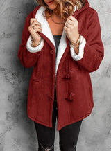 Melanie - warme & kuschelige fleece-damenjacke mit kapuze – Rot