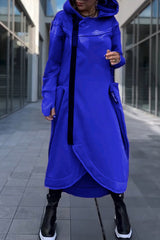 Veyra™ -  Strickjacke mit Kapuze und Seitlichem Reißverschluss – Blau