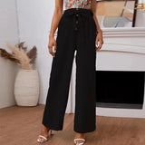 Martina - Fließende Hose mit hoher Taille und eleganter Schleife – Schwarz