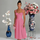 Renata - Midikleid mit Korsett und Öffnung – Rosa