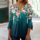 Devika - Bluse mit Floralprint – Grün