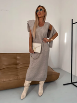 Nicole | Winter-Strickset für Damen – Dunkelbeige