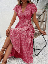 Elara | Fließendes, Bauch-umspielendes Wickelkleid – Rot