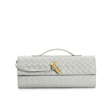 Geflochtene Damen Clutch aus Echtleder – Elegant & Vielseitig – Grau